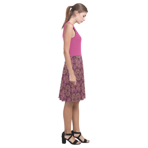 Raspberry Rose and Mauve Doily Atalanta Casual Sundress(Model D04)