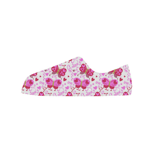 Cute Pink Hearts Butterfly Love Pattern Women's Classic Canvas Shoes (Model 018)
