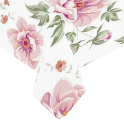 Beautiful Vintage Pink Floral Pattern Cotton Linen Tablecloth 60"x 104"