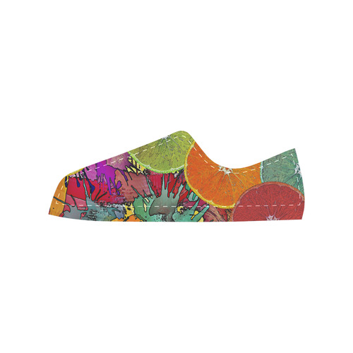 Pop Art Pattern Mix ORANGES SPLASHES multicolored Canvas Women's Shoes/Large Size (Model 018)