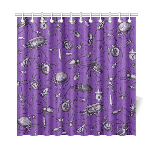 spiders creepy crawlers insects purple halloween Shower Curtain 72"x72"