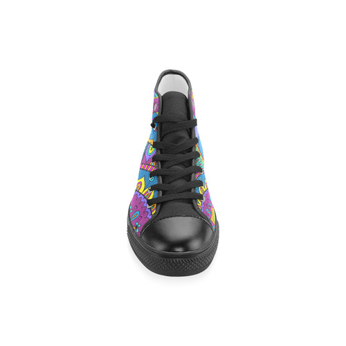 Pop Art PAISLEY Ornaments Pattern multicolored Women's Classic High Top Canvas Shoes (Model 017)