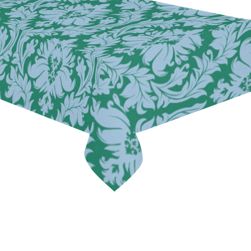 autumn fall colors green blue damask Cotton Linen Tablecloth 60"x120"