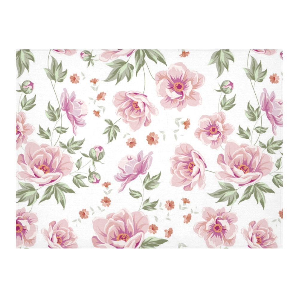 52 X 70 Ambesonne Vintage Rose Tablecloth Continuous Rosebuds Flower Leaves Blossom Illustration Rectangular Table Cover for Dining Room Kitchen Decor Peach Pale Peach White