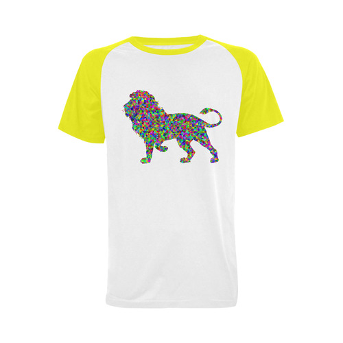 Abstract Triangle Lion Yellow Men's Raglan T-shirt Big Size (USA Size) (Model T11)