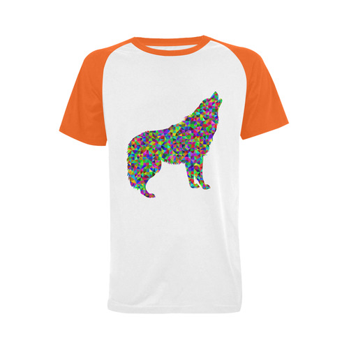 Abstract Triangle Wolf Orange Men's Raglan T-shirt Big Size (USA Size) (Model T11)