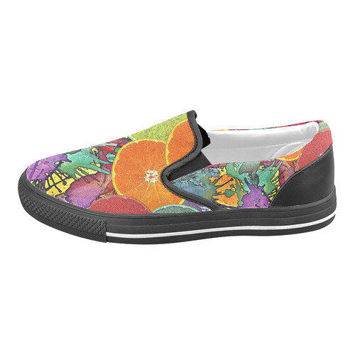 Pop Art Pattern Mix ORANGES SPLASHES multicolored Men's Slip-on Canvas Shoes (Model 019)