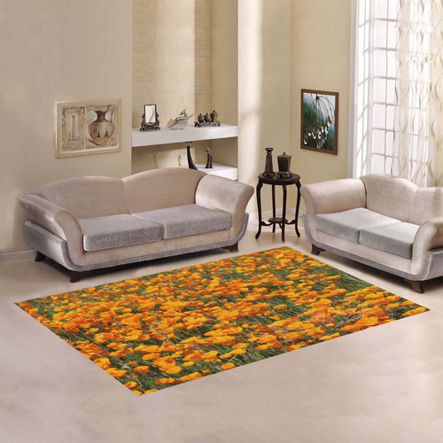 Sea of poppies by Martina Webster Area Rug7'x5'