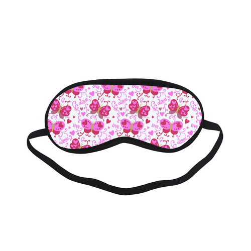 Cute Pink Hearts Butterfly Love Pattern Sleeping Mask