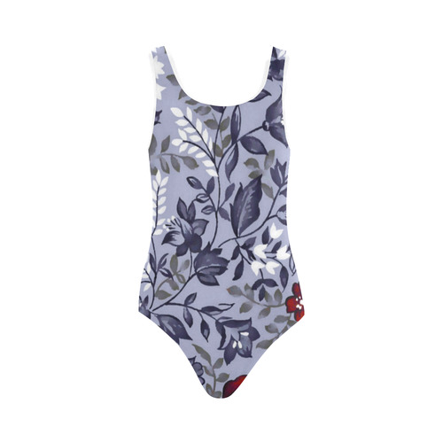 Vintage Floral Wallpaper Beauty Vest One Piece Swimsuit (Model S04)