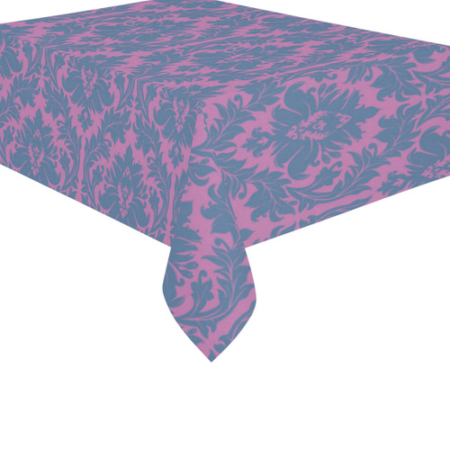 autumn fall colors pink blue damask pattern Cotton Linen Tablecloth 60"x 84"