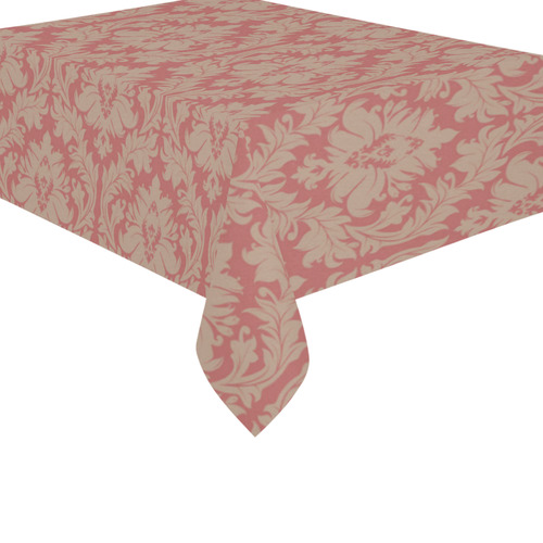 fall colors red pink beige damask Cotton Linen Tablecloth 60"x 84"