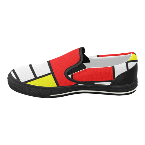 Mosaic DE STIJL Style black yellow red blue Women's Slip-on Canvas Shoes (Model 019)