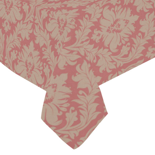 fall colors red pink beige damask Cotton Linen Tablecloth 60"x 84"