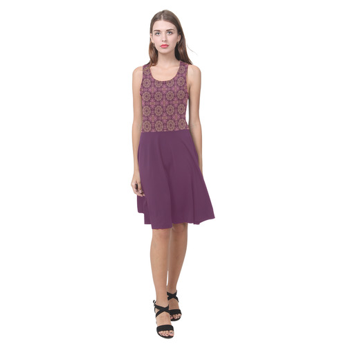 Mauve Doily and Wild Berry Atalanta Casual Sundress(Model D04)