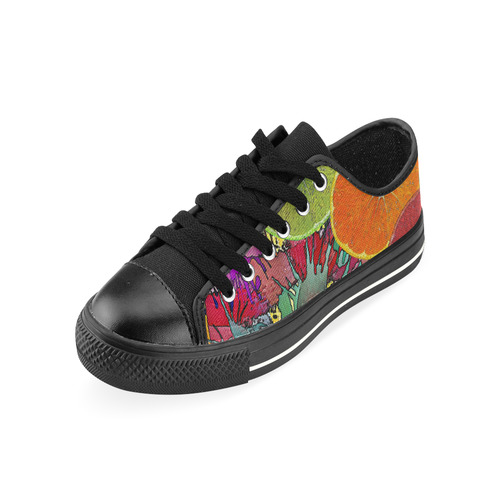 Pop Art Pattern Mix ORANGES SPLASHES multicolored Canvas Women's Shoes/Large Size (Model 018)