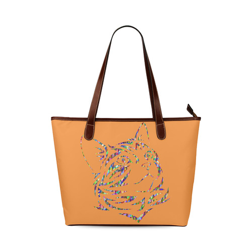 Abstract Triangle Cat Orange Shoulder Tote Bag (Model 1646)