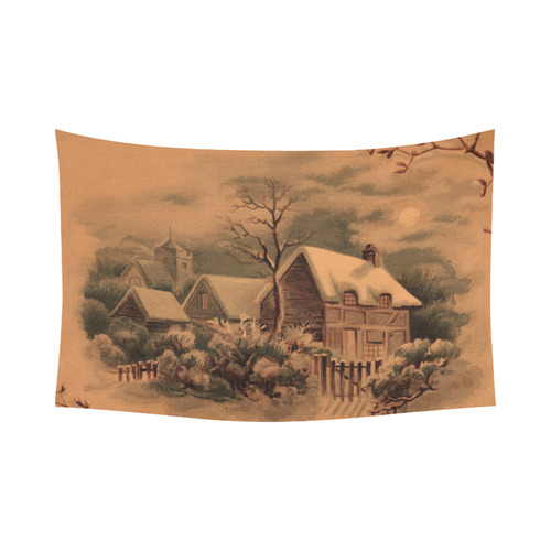 winter scene B Cotton Linen Wall Tapestry 90"x 60"