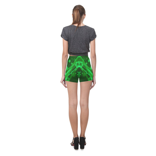 Gorgeous Green Snowflakes Briseis Skinny Shorts (Model L04)