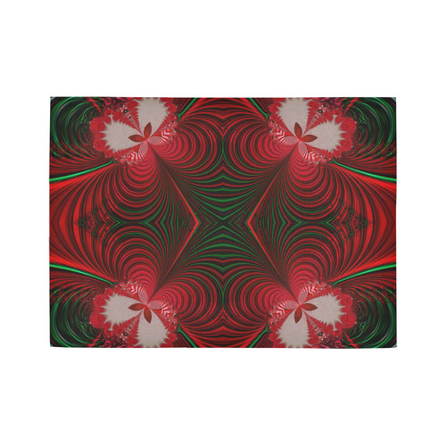Fractal: Red & Green Christmas Butterfly Area Rug7'x5'