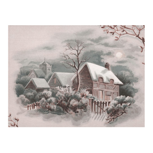 winter scene A Cotton Linen Tablecloth 52"x 70"