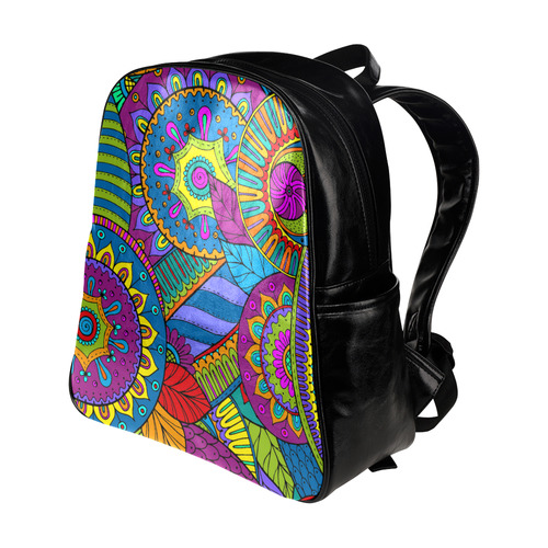 Pop Art PAISLEY Ornaments Pattern multicolored Multi-Pockets Backpack (Model 1636)