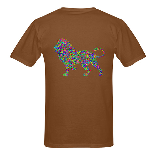 Abstract Triangle Lion Brown Men's T-Shirt in USA Size (Two Sides Printing)