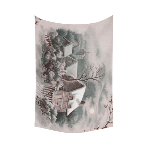 winter scene A Cotton Linen Wall Tapestry 90"x 60"