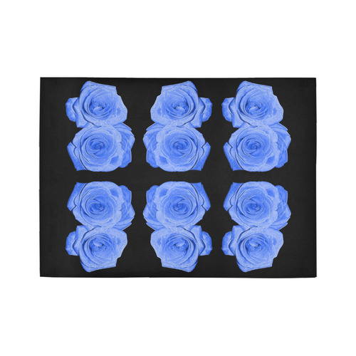 Flowers: Blue Enameled Roses Area Rug7'x5'