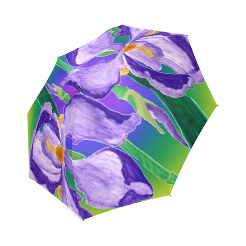 Purple Iris Diagonal Rainbow Foldable Umbrella (Model U01)