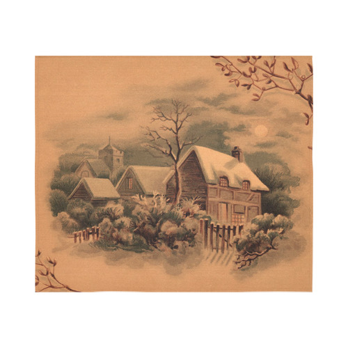 winter scene B Cotton Linen Wall Tapestry 60"x 51"