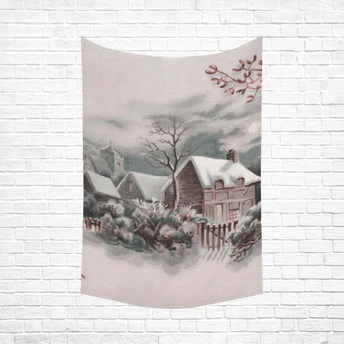 winter scene A Cotton Linen Wall Tapestry 60"x 90"