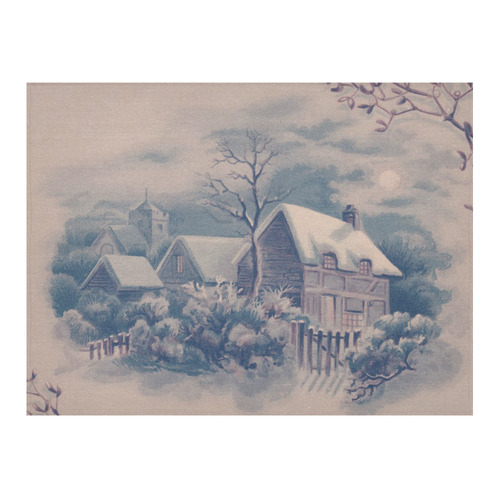 winter scene C Cotton Linen Tablecloth 52"x 70"