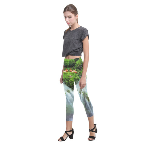 Mossy Pixel Waterfall Capri Legging (Model L02)