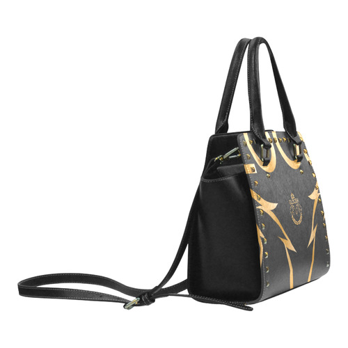 gold black gloosh leather bag Rivet Shoulder Handbag (Model 1645)