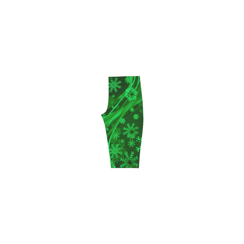 Gorgeous Green Snowflakes Hestia Cropped Leggings (Model L03)
