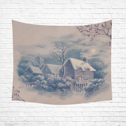 winter scene C Cotton Linen Wall Tapestry 60"x 51"