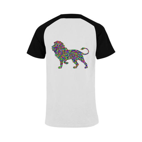 Abstract Triangle Lion Black Men's Raglan T-shirt Big Size (USA Size) (Model T11)