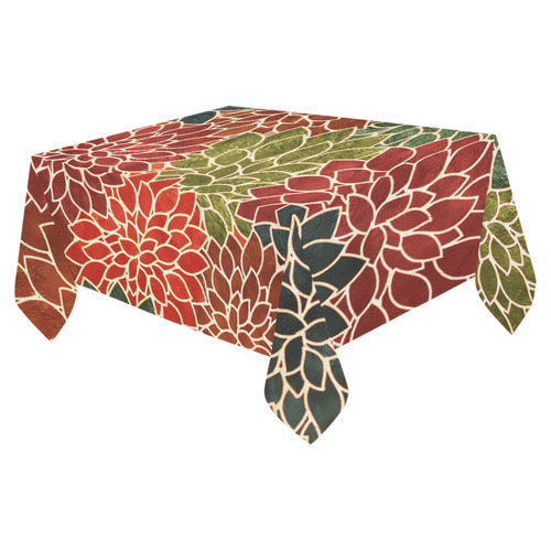 Floral Abstract 2 Cotton Linen Tablecloth 52"x 70"