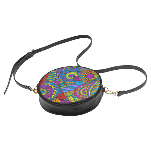 Pop Art PAISLEY Ornaments Pattern multicolored Round Sling Bag (Model 1647)