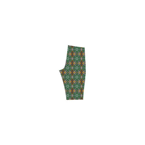 Green and Brown Floral Hestia Cropped Leggings (Model L03)