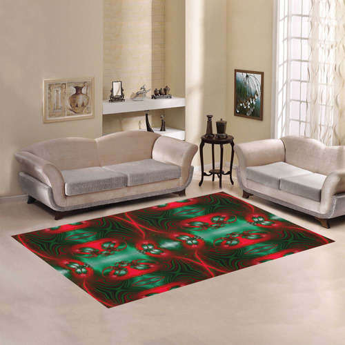 Fractal: Red & Green Christmas Presents Area Rug7'x5'