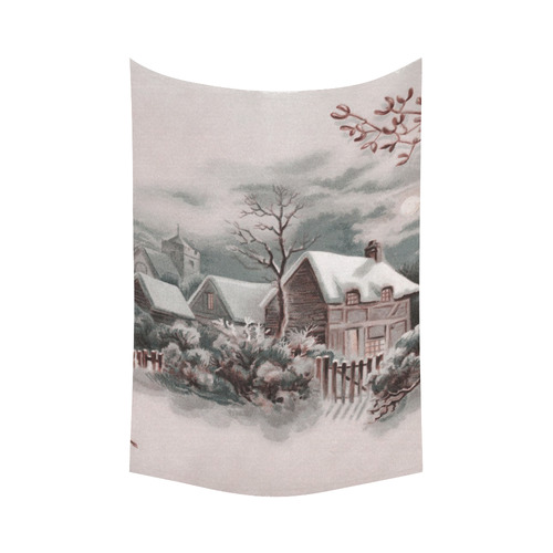 winter scene A Cotton Linen Wall Tapestry 60"x 90"