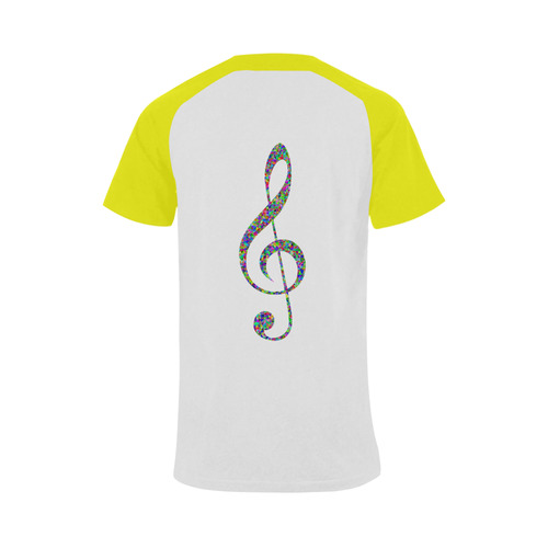 Abstract Triangle Music Note Yellow Men's Raglan T-shirt Big Size (USA Size) (Model T11)