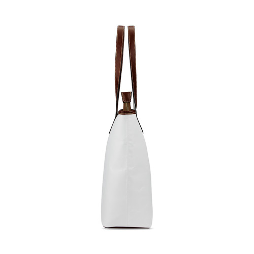 Abstract Triangle Cat White Shoulder Tote Bag (Model 1646)