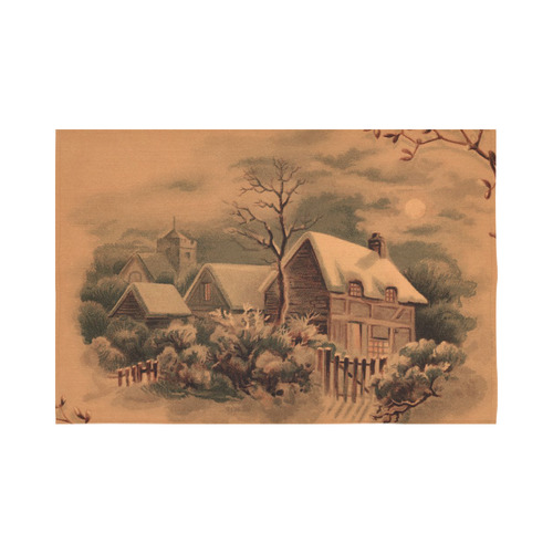 winter scene B Cotton Linen Wall Tapestry 90"x 60"