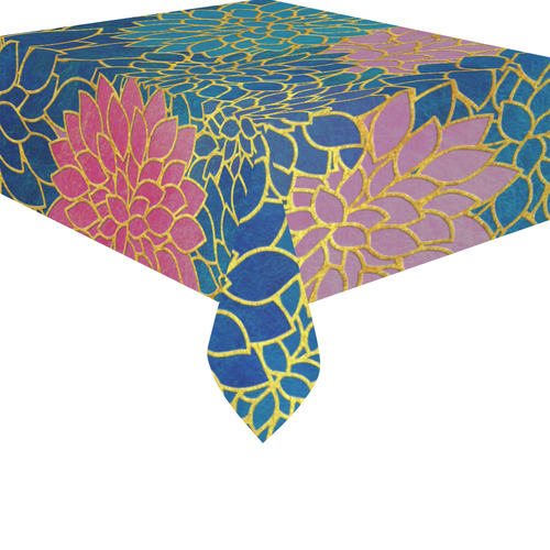 Floral Abstract 10 Cotton Linen Tablecloth 52"x 70"