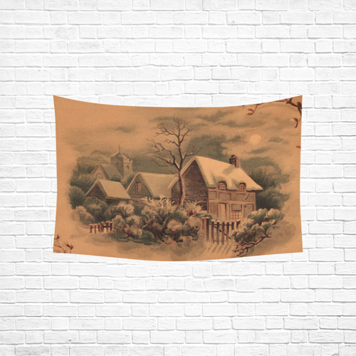 winter scene B Cotton Linen Wall Tapestry 60"x 40"