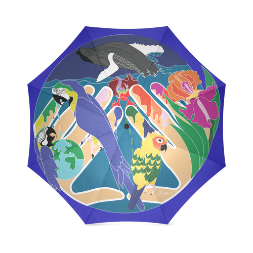 Tropical Cration Blue Foldable Umbrella (Model U01)