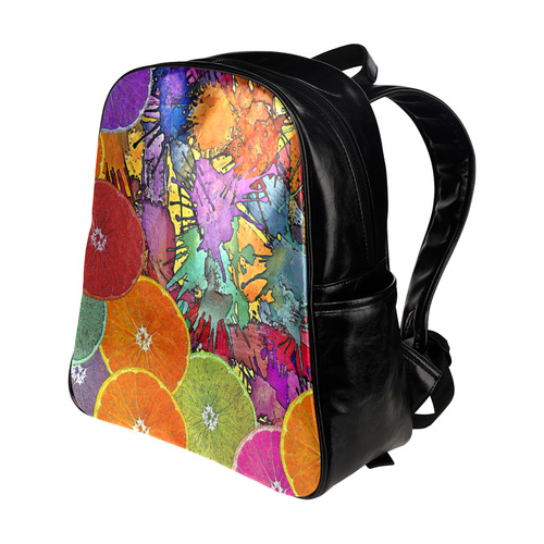 Pop Art Pattern Mix ORANGES SPLASHES multicolored Multi-Pockets Backpack (Model 1636)